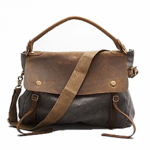 KA5 MAIL VINTAGE™ Damen Canvas und Leder Umhängetasche Schultertasche - grau